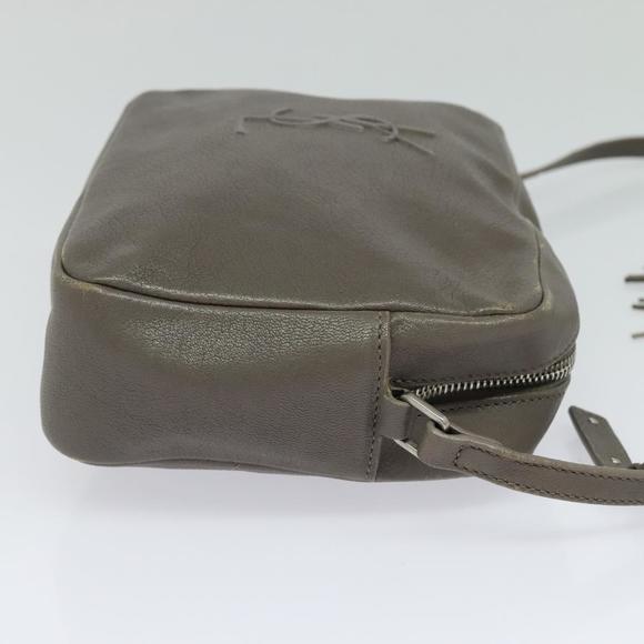 SAINT LAURENT Shoulder Camera Bag Leather Gray Silver Auth ep7783 - Picture 5 of 16